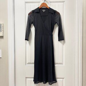 Mexx Sheer Sleeve Wrap Tie Dress Black – XS